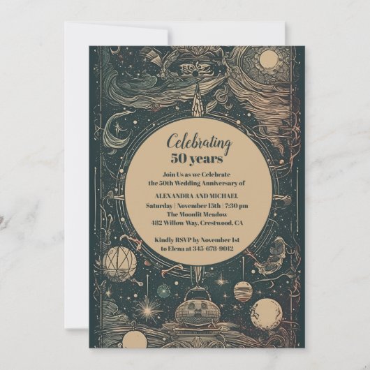 Elegant zilveren groene tarot bruiloft Jubileum Kaart (Voorkant)