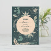 Elegant zilveren groene tarot Vrijgezellenfeest Kaart (Staand voorkant)