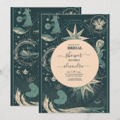 Elegant zilveren groene tarot Vrijgezellenfeest Kaart (Voorkant / Achterkant)