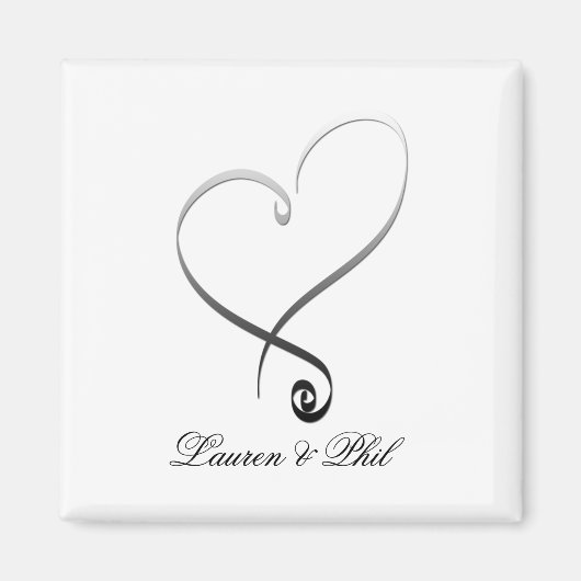 Elegant zilveren hart DIY Sjabloon Magneet (Voorkant)