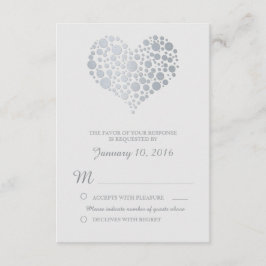 Elegant Zilveren Hart Lichtgrijs Bruiloft RSVP Kaartje