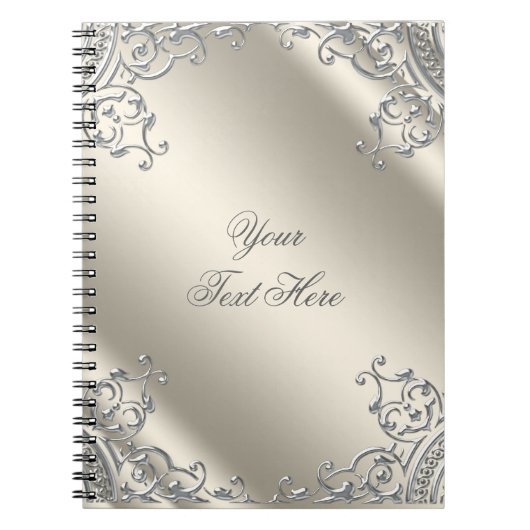 Elegant zilveren ivoor beige Notitieboek (Voorkant)