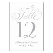 Elegant zilveren kalligrafie script bruiloft monog kaart (Voorkant)