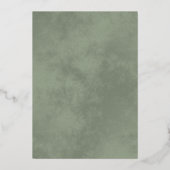 Elegant Zilveren Kant & Salie Groen op Witte Bruil Folie Uitnodiging (Achterkant)