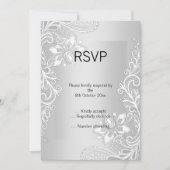 ELEGANT ZILVEREN KANTLINIE RSVP  KAART (Voorkant)
