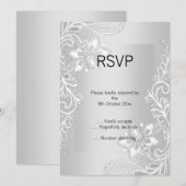ELEGANT ZILVEREN KANTLINIE RSVP  KAART (Voorkant / Achterkant)