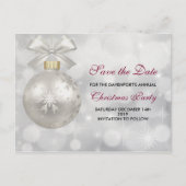 Elegant zilveren kerstbal Save the Date Briefkaart (Voorkant)