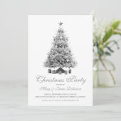Elegant zilveren kerstboom vakantie feest kaart (Staand voorkant)