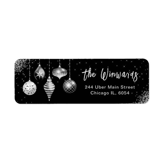Elegant Zilveren Kerstversiering Etiket (Voorkant)