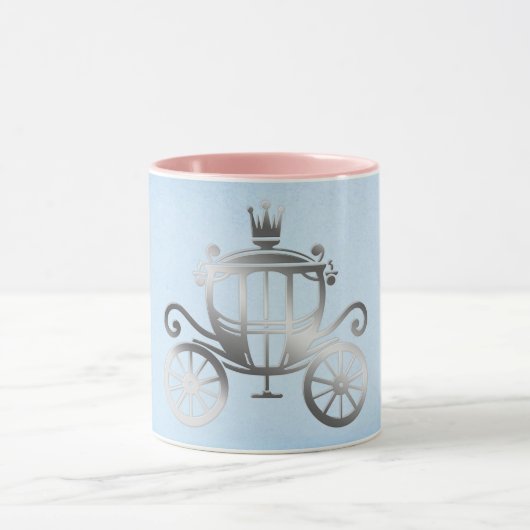 Elegant Zilveren Koets Blauw Storybook Prinses Mok (Midden)