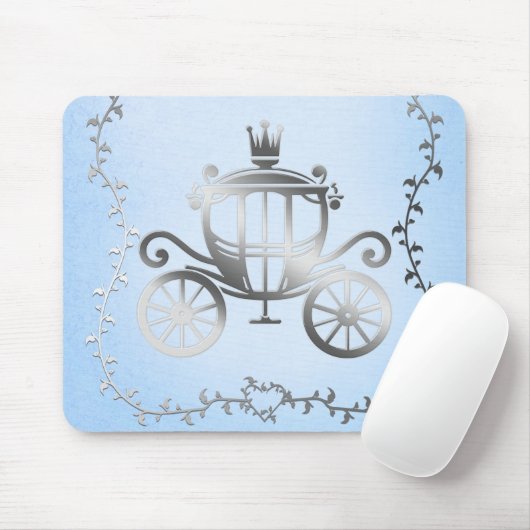 Elegant Zilveren Koets Blauw Storybook Prinses Muismat (Met muis)