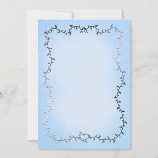 Elegant zilveren koets blauw verhalenboek bruiloft kaart (Achterkant)