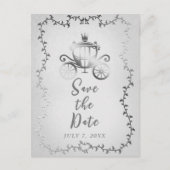 Elegant zilveren koets Storybook Save the Date Aankondigingskaart (Voorkant)