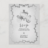 Elegant zilveren koets verhalenboek bruiloft RSVP Aankondigingskaart (Voorkant)