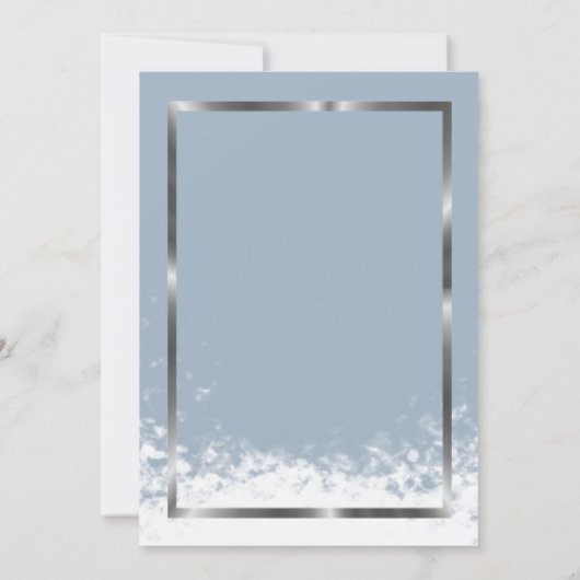 Elegant zilveren Lijst Dusty Blue Pensioen Kaart (Achterkant)