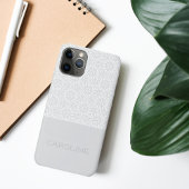 Elegant zilveren mandala patroon op witte naam Case-Mate iPhone case