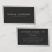 Elegant zilveren metallic lijst minimalistisch zwa visitekaartje (Voorkant / Achterkant)