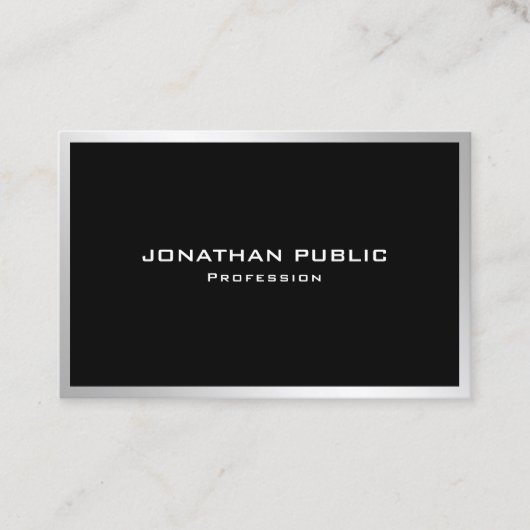 Elegant zilveren minimalistisch design moderne Sja Visitekaartje (Voorkant)