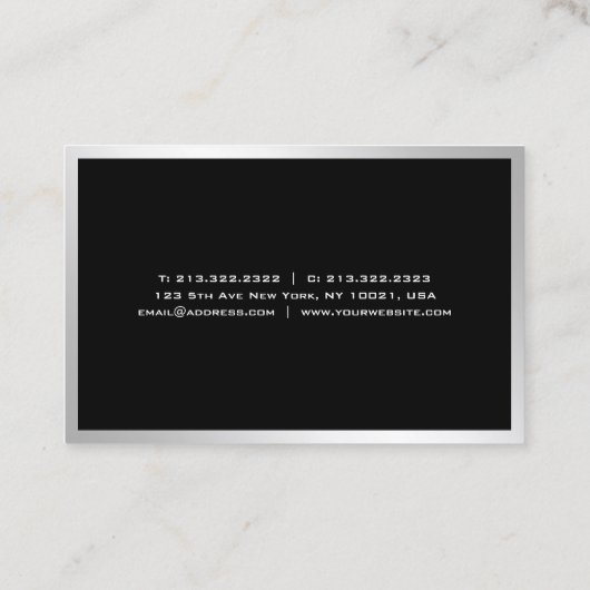 Elegant zilveren minimalistisch design moderne Sja Visitekaartje (Achterkant)