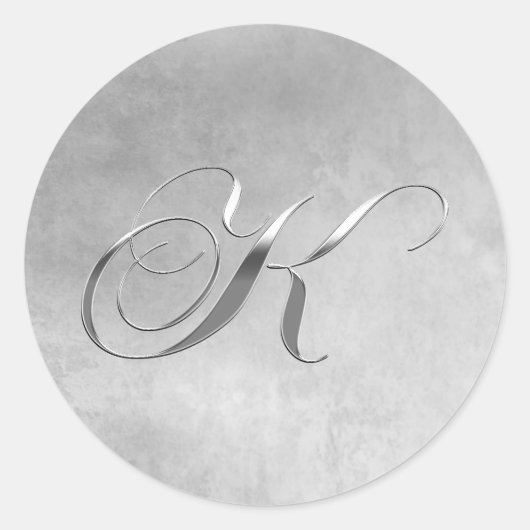 Elegant zilveren monogram K Ronde Sticker (Voorkant)