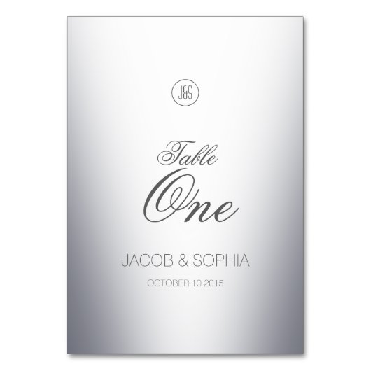 Elegant zilveren monogram kaart (Achterkant)