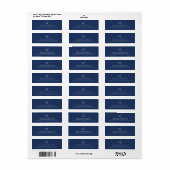 Elegant zilveren monogram marine blauw retouradres etiket (Full Sheet)