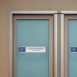 Elegant zilveren monogram Navy blauw Deurbordje