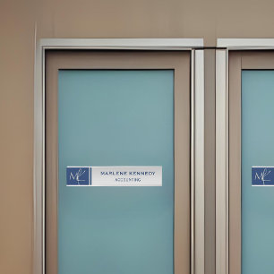 Elegant zilveren monogram Navy blauw Deurbordje