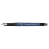 Elegant zilveren monogram Navy Blue Logo Pen (Voorkant)