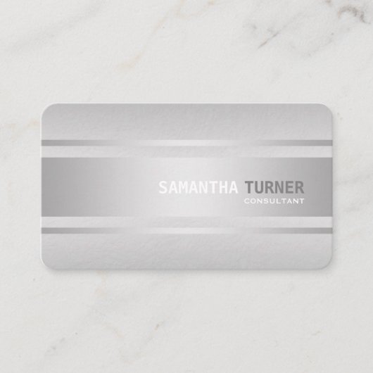 Elegant Zilveren Nep Textuur Zakelijk Aangepast Visitekaartje (Voorkant)