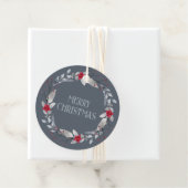 Elegant zilveren rode krans feestelijk bedankjes labels (In situ)