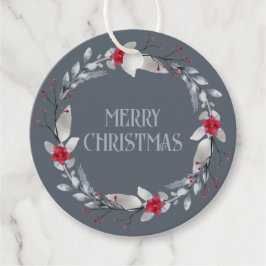 Elegant zilveren rode krans feestelijk bedankjes labels