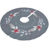 Elegant zilveren rode krans feestelijk gebladerte kerstboom rok (Gekanteld)