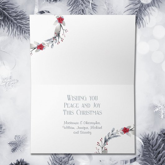 Elegant zilveren rode krans feestelijk kaart