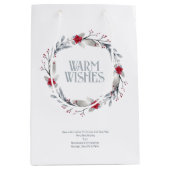 Elegant zilveren rode krans feestelijk medium cadeauzakje (Voorkant)