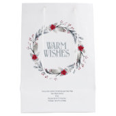 Elegant zilveren rode krans feestelijk medium cadeauzakje (Achterkant)