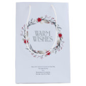 Elegant zilveren rode krans feestelijk medium cadeauzakje (Voorkant)