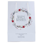 Elegant zilveren rode krans feestelijk medium cadeauzakje (Achterkant)