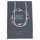 Elegant zilveren rode krans feestelijk medium cadeauzakje (Achterkant)