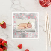 Elegant zilveren roos gouden sneeuwvlokken, aangep servet (Insitu)