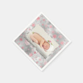 Elegant zilveren roos gouden sneeuwvlokken, aangep servet (Hoek)