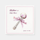 Elegant Zilveren Roze Rattle Bow Baby shower Servet (Voorkant)