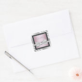 Elegant Zilveren Roze Zwart Baby shower Stickers (Envelop)