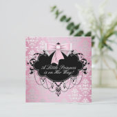 Elegant Zilveren Roze Zwart Prinses Baby shower Kaart (Staand voorkant)