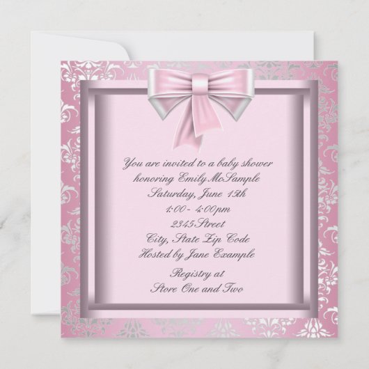 Elegant Zilveren Roze Zwart Prinses Baby shower Kaart (Achterkant)