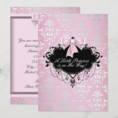 Elegant Zilveren Roze Zwart Prinses Baby shower Kaart (Voorkant / Achterkant)
