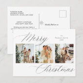 Elegant zilveren script vrolijke kerst foto feestdagenkaart (Voorkant / Achterkant)