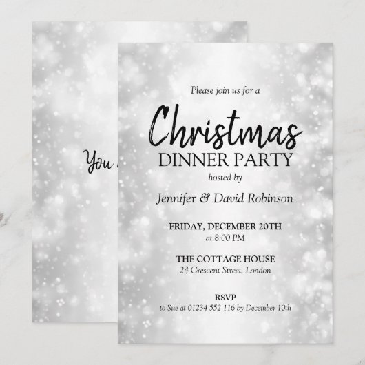 Elegant Zilveren Shimmer Vakantie Kerstfeest Kaart (Voorkant / Achterkant)