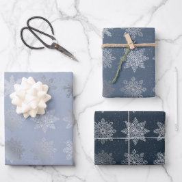 Elegant zilveren sneeuwvlok voor kerstmis inpakpapier vel