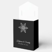 Elegant Zilveren Sparkle Sneeuwvlok op Zwart Bruil Bedankdoosjes (Geopend)